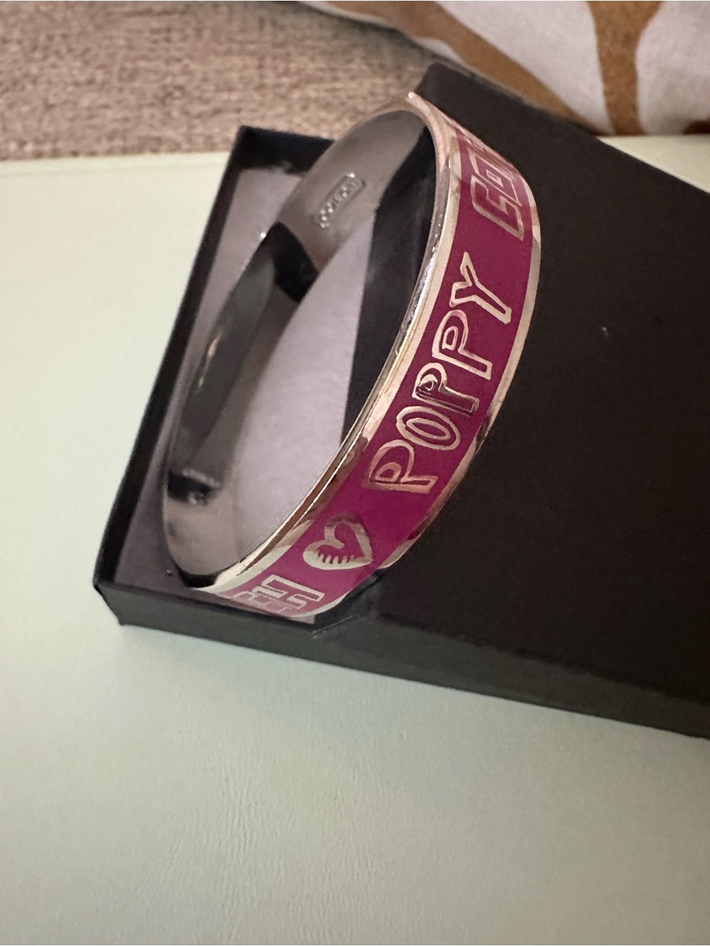 Coach Poppy est 1941  Y2K Pink Fuchsia Enamel Silver Bangle Bracelet - Picture 12 of 14